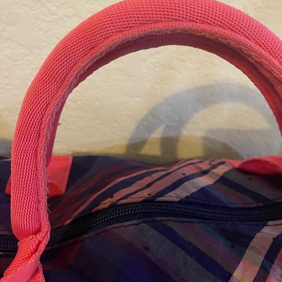Vintage Tommy Hilfiger 13”x10”Plaid Academia Duffle Crossbody Bag Pink Blue - Picture 13 of 16
